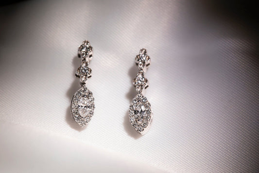 Diamond Teardrop Earrings, white gold - LA'AL