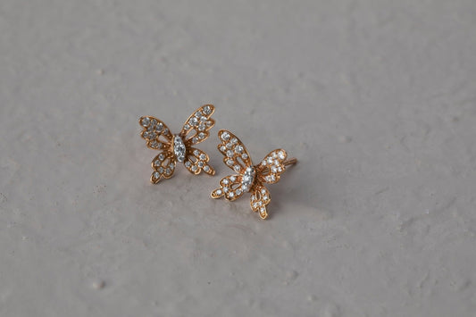 Pavé butterfly Mini Stud Earrings, , rose gold - LA'AL