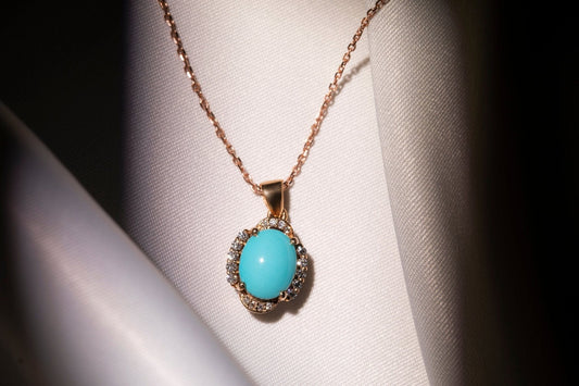 Tolu Turquoise and diamond Pendant, rose gold - LA'AL