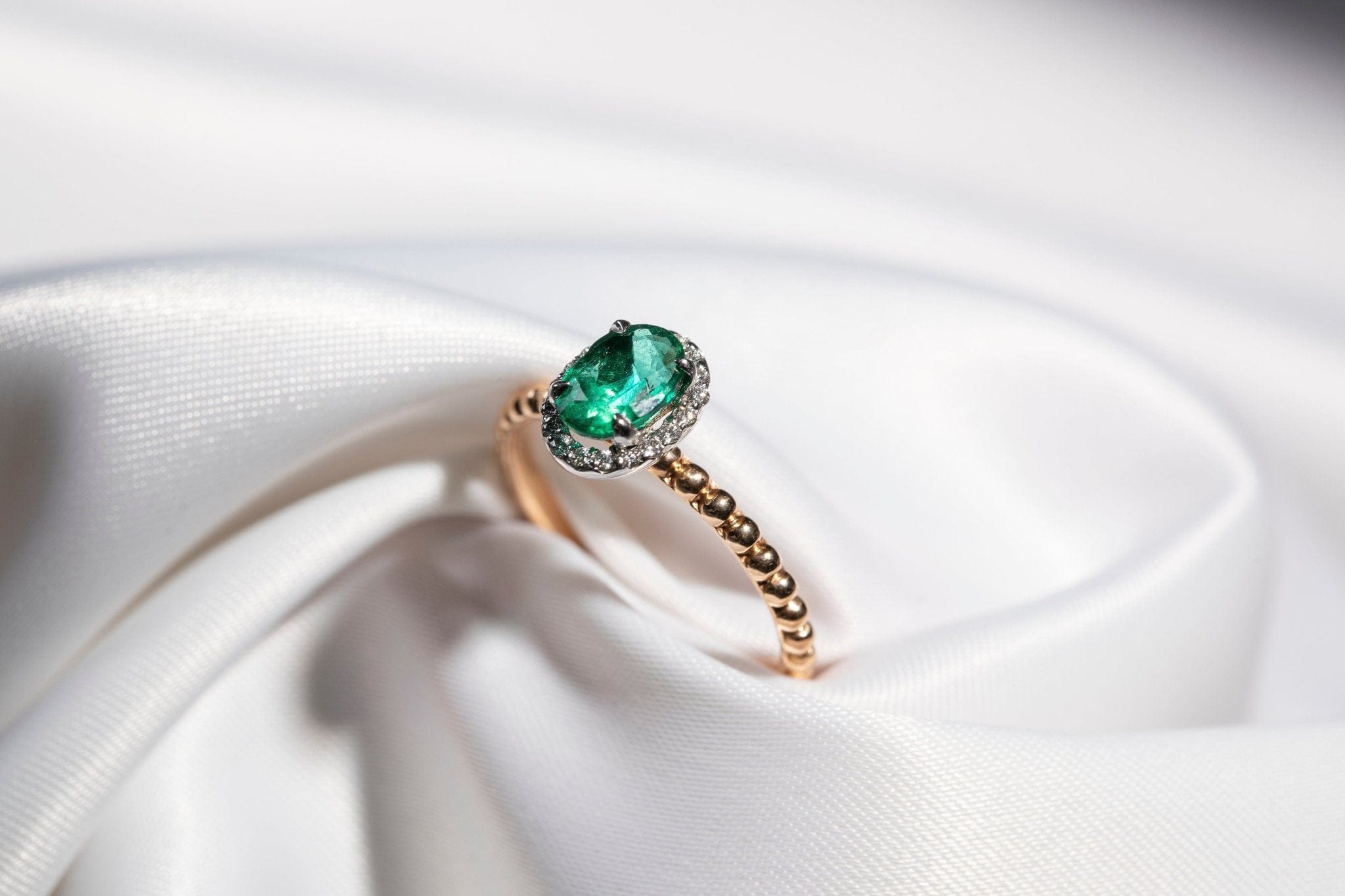 14K Oval Emerald & Diamond Celtic Trinity Engagement Ring